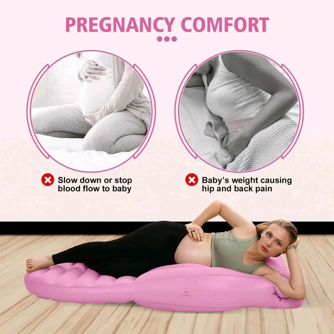 Inflatable Maternity Body Pillow with Pump